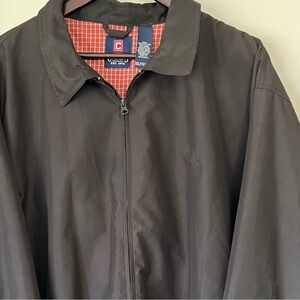 Chaps Full Zip Black Jacket Size XXL Plaid Lined Golf Leisure Classic Fall